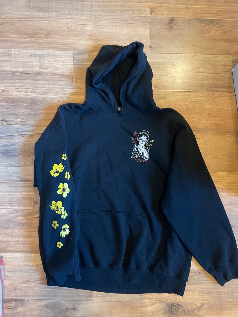 riot society Black Hoodie with Small Palm Logo and XL Tag
